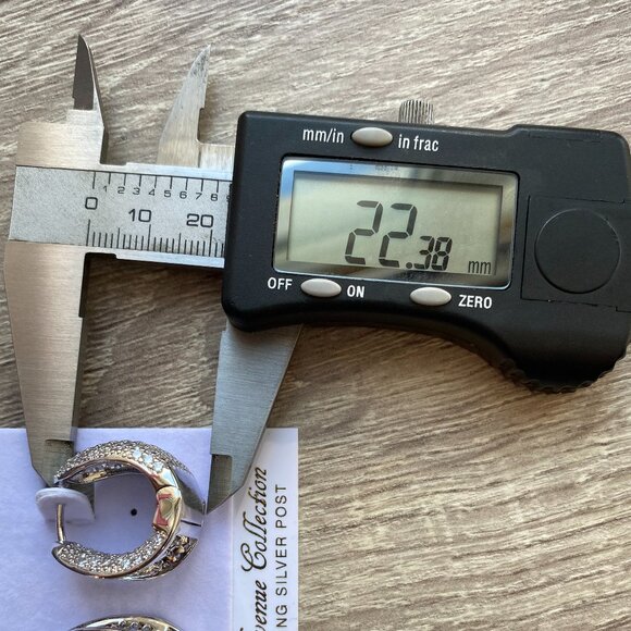 Pave Cubic Zirconia Huggies Style Silver Tone Earrings - Picture 9 of 10